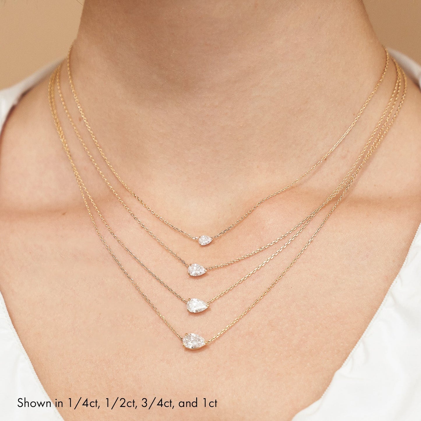 0.25 CT-1.0 CT Pear Solitaire F/VS Lab Grown Diamond Necklace - Camila Brown