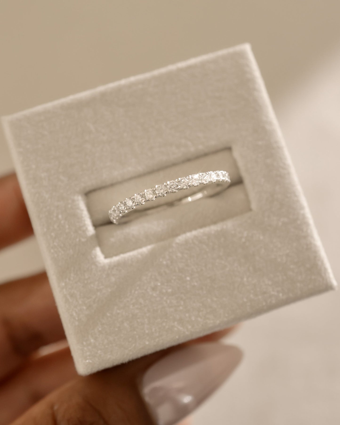 0.30 TCW Round CVD Diamond Full eternity Wedding Band