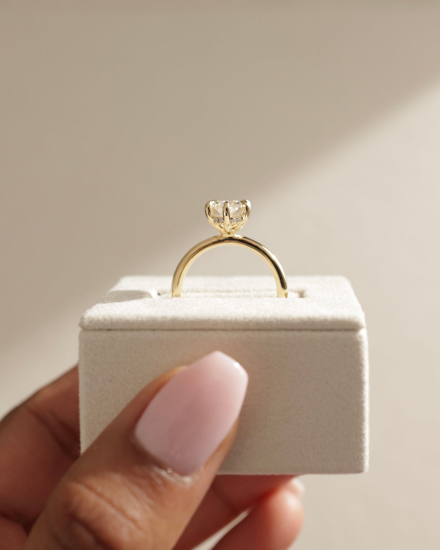 2.0 CT Elongated Hexagon Cut Lab Grown Hidden Halo Engagement Ring