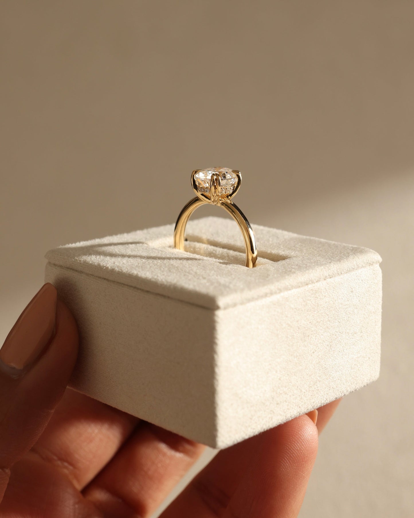 1.60 CT Oval Cut Lab Grown Hidden Halo Engagement Ring