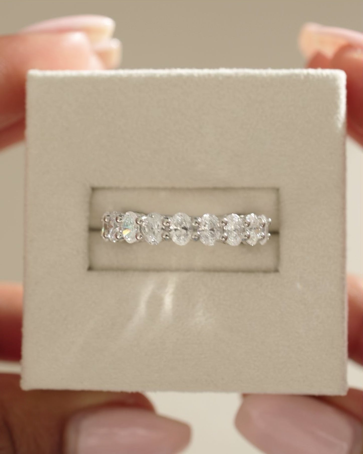 1.35 TCW Oval CVD Diamond Full Eternity Wedding Band