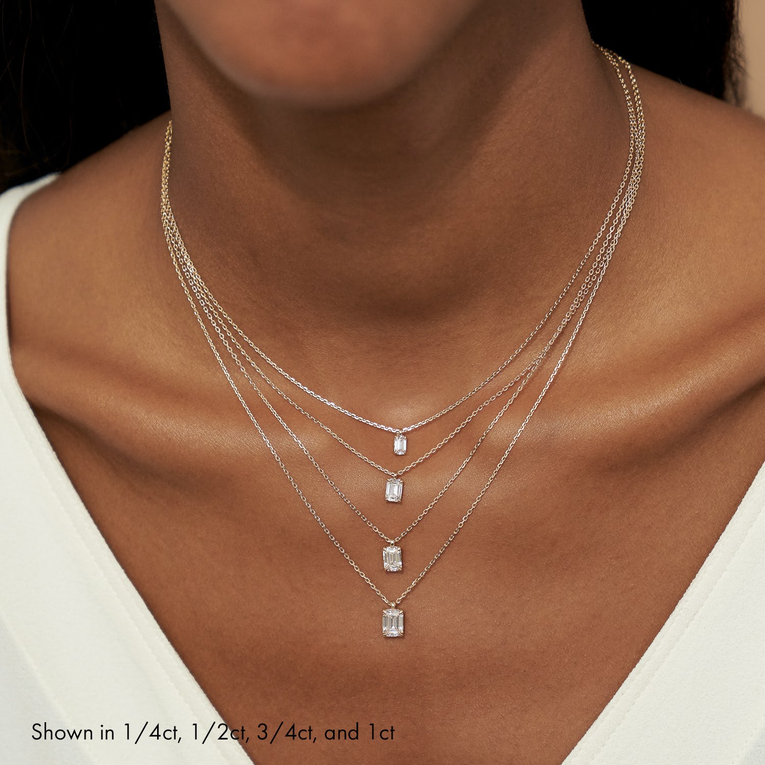 0.25 CT-1.0 CT Emerald Solitaire F/VS Lab Grown Diamond Necklace - Camila Brown