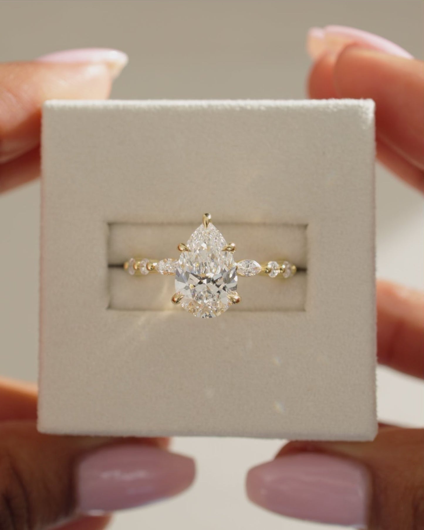 2.40 CT Pear Cut Lab Grown Pave Setting Engagement Ring