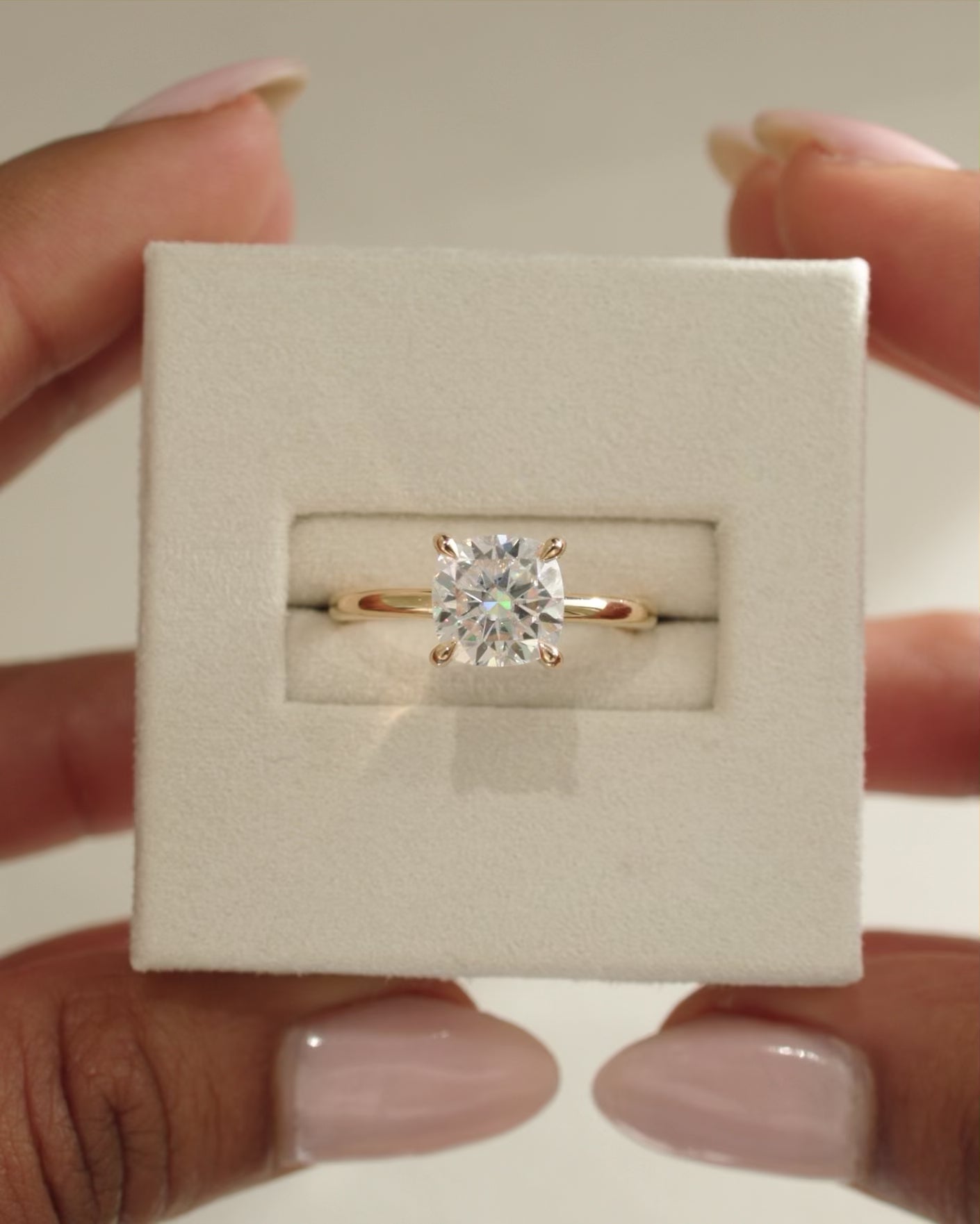 2.50 CT Cushion Cut Lab Grown Hidden Halo Engagement Ring