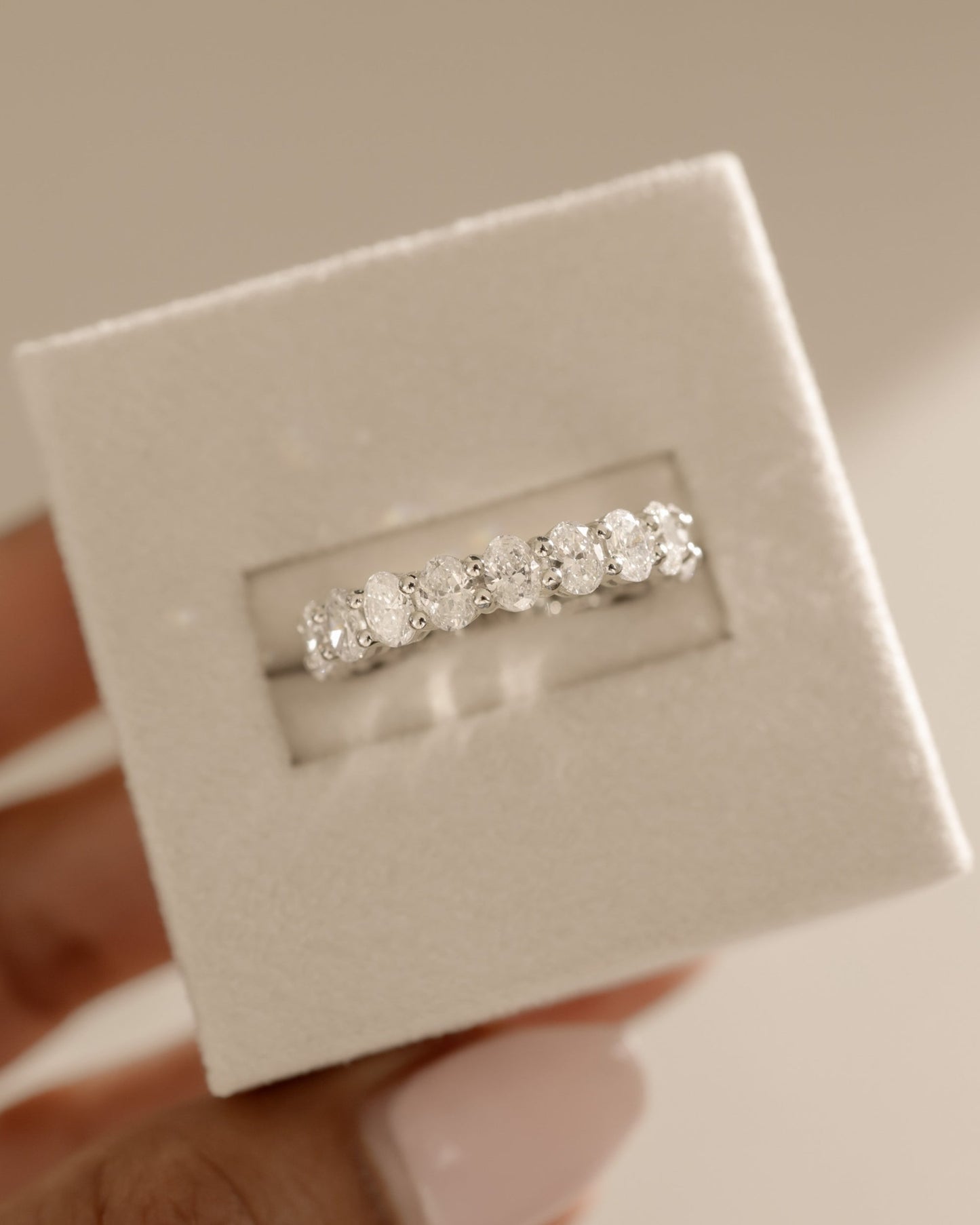 1.35 TCW Oval CVD Diamond Full Eternity Wedding Band