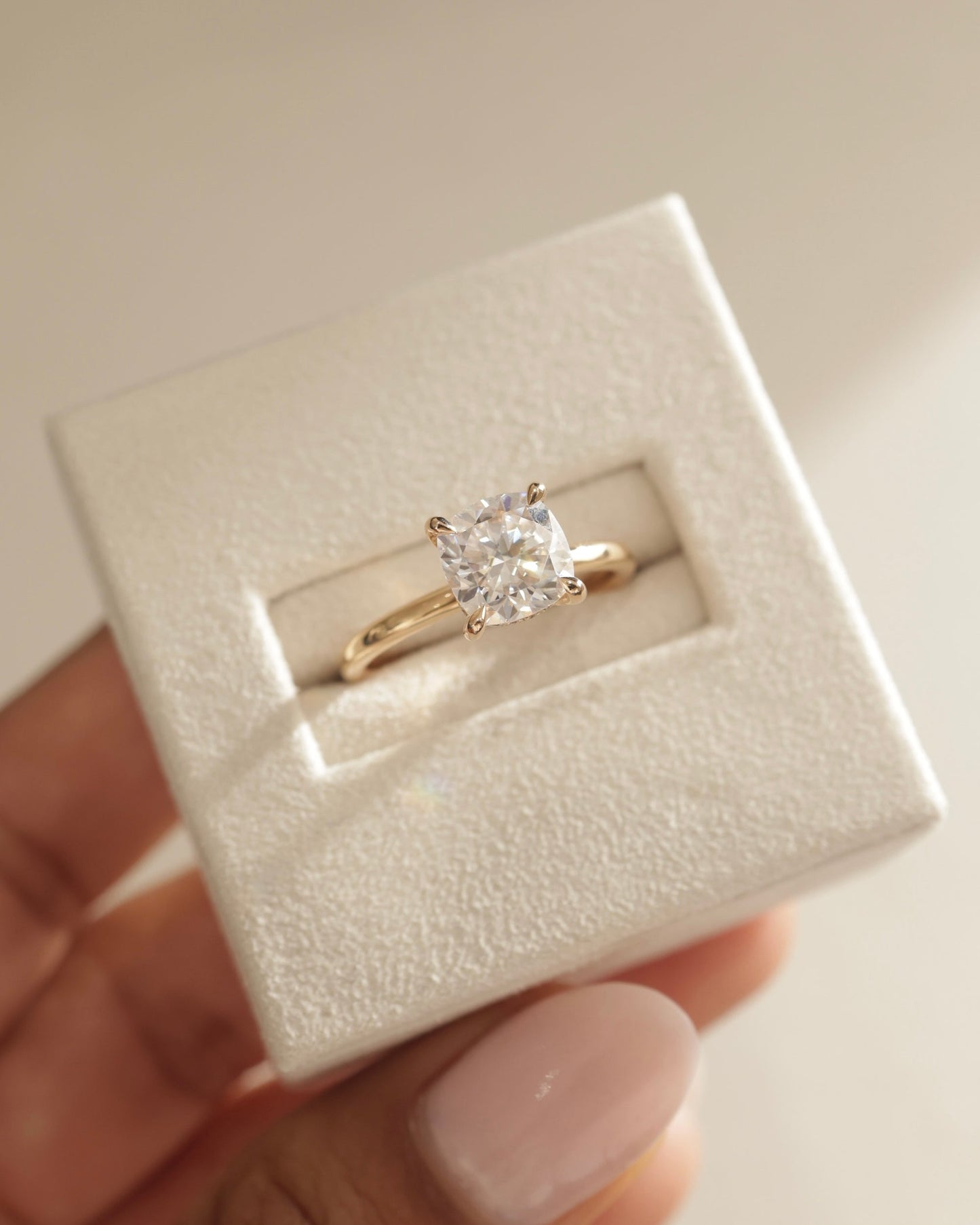 2.50 CT Cushion Cut Lab Grown Hidden Halo Engagement Ring