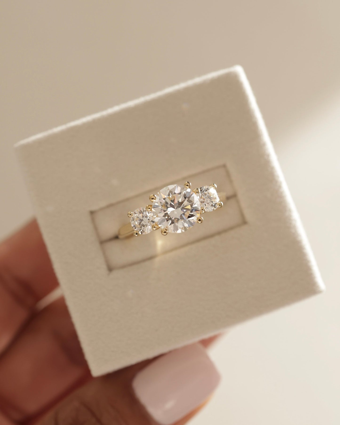 2.01 CT Round Cut Lab Grown Three Stone Engagement Ring