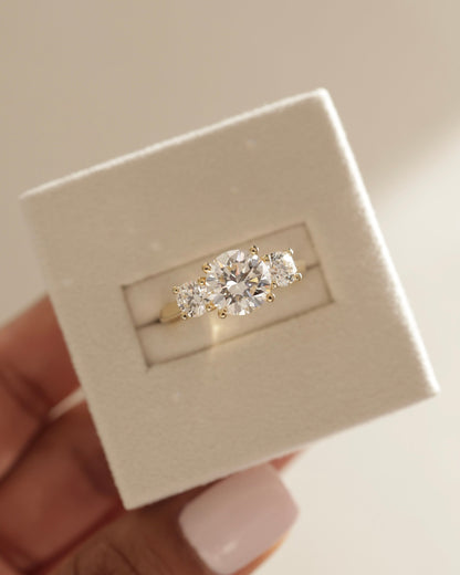 2.01 CT Round Cut Lab Grown Three Stone Engagement Ring