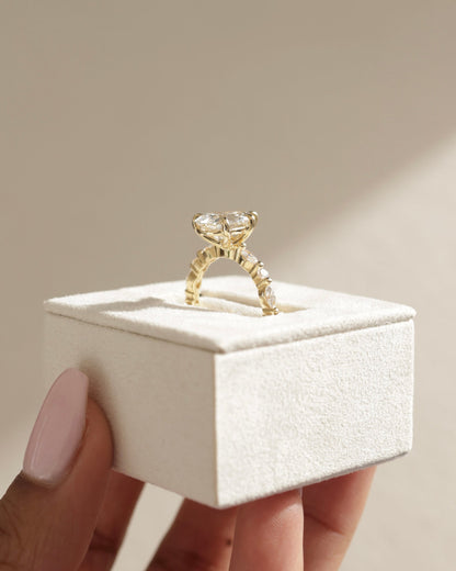 2.40 CT Pear Cut Lab Grown Pave Setting Engagement Ring