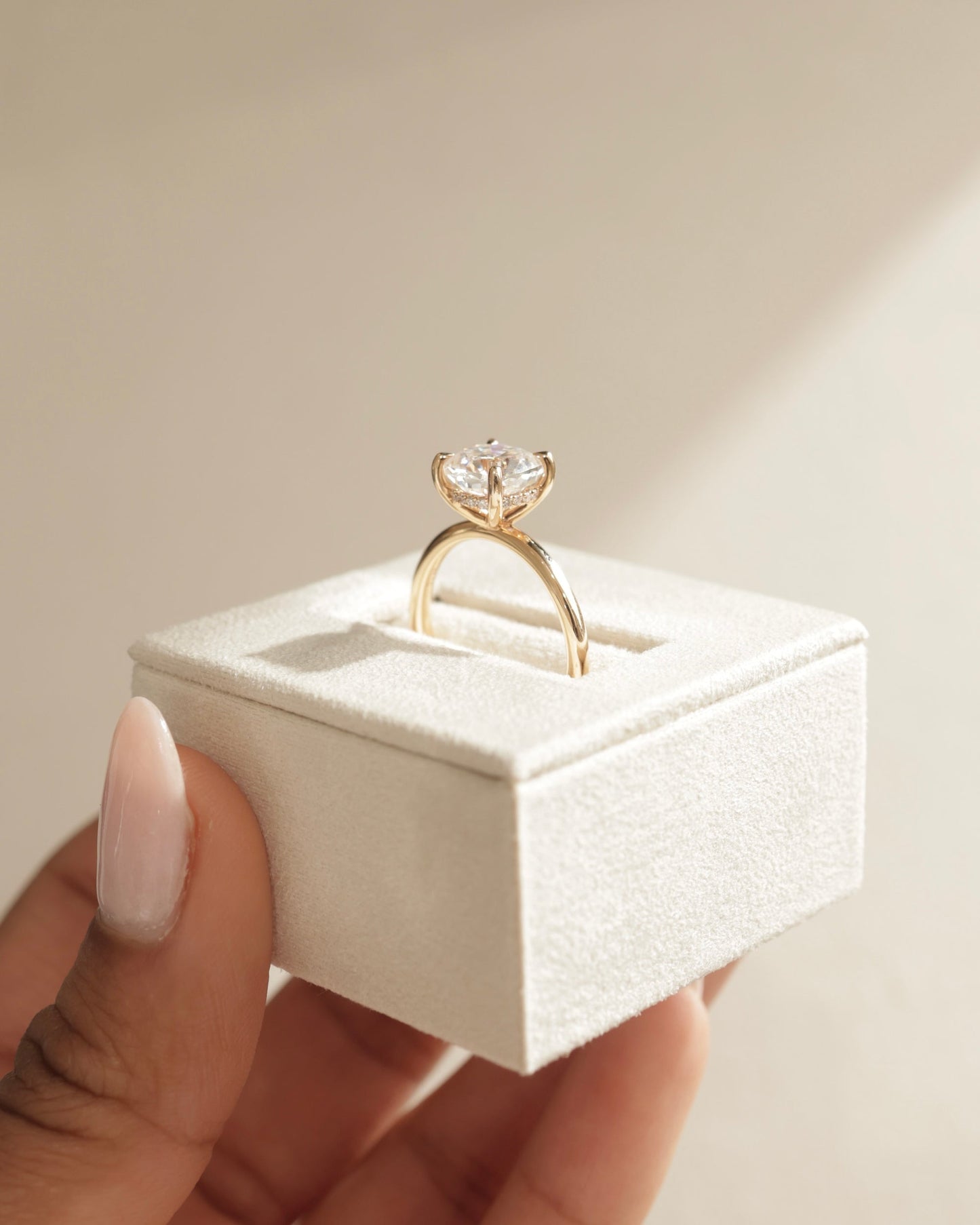 2.50 CT Cushion Cut Lab Grown Hidden Halo Engagement Ring