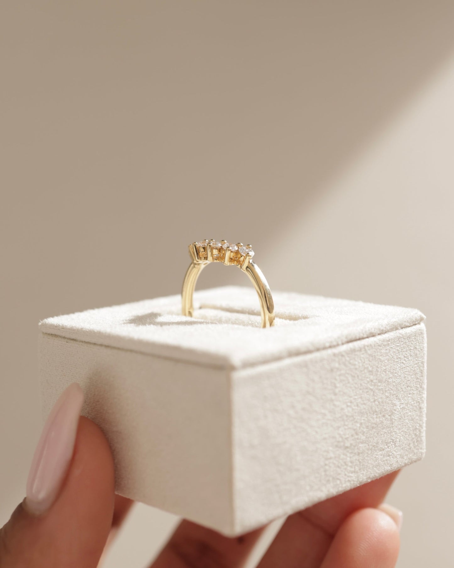 0.38 TCW Round CVD Diamond Curved Wedding Band