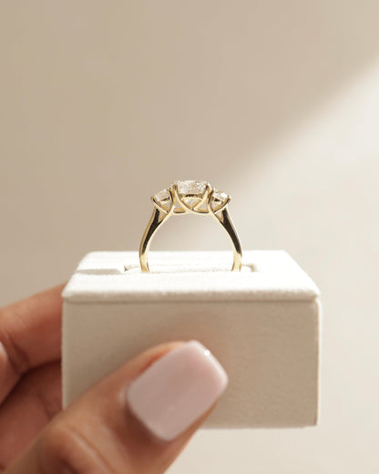 2.01 CT Round Cut Lab Grown Three Stone Engagement Ring