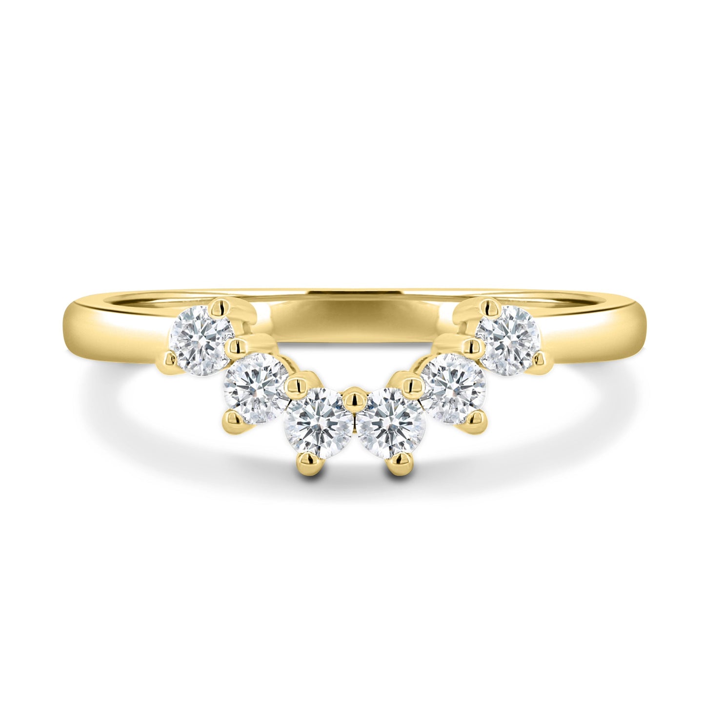 0.38 TCW Round CVD Diamond Curved Wedding Band