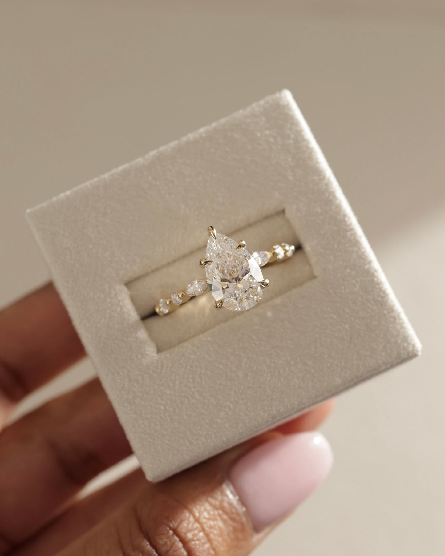2.40 CT Pear Cut Lab Grown Pave Setting Engagement Ring