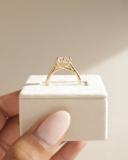 2.01 CT Round Cut Lab Grown Pave Setting Engagement Ring