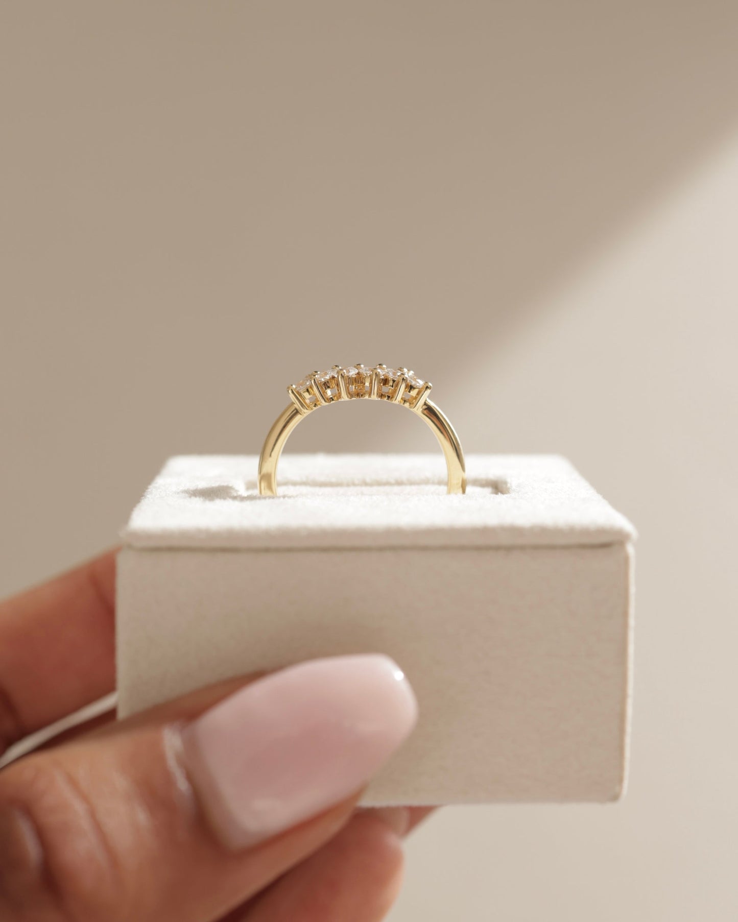 0.38 TCW Round CVD Diamond Curved Wedding Band