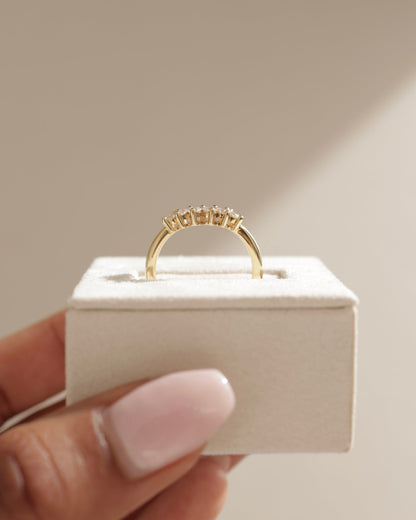 0.38 TCW Round CVD Diamond Curved Wedding Band