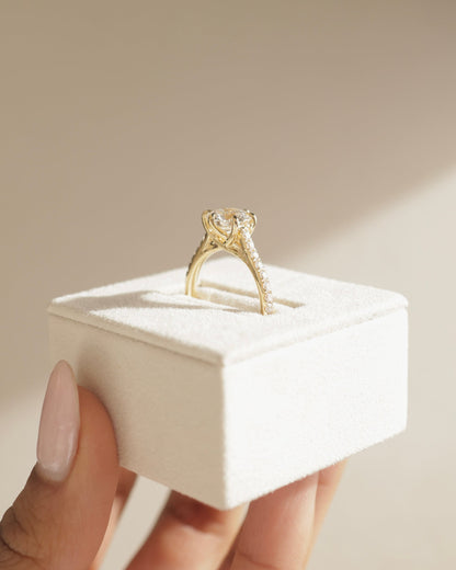 2.01 CT Round Cut Lab Grown Pave Setting Engagement Ring