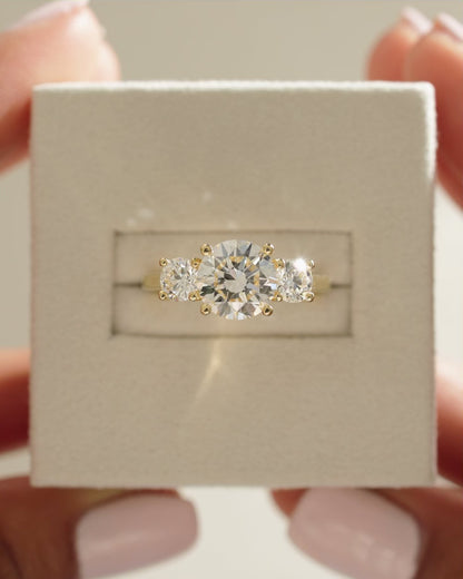 2.01 CT Round Cut Lab Grown Three Stone Engagement Ring
