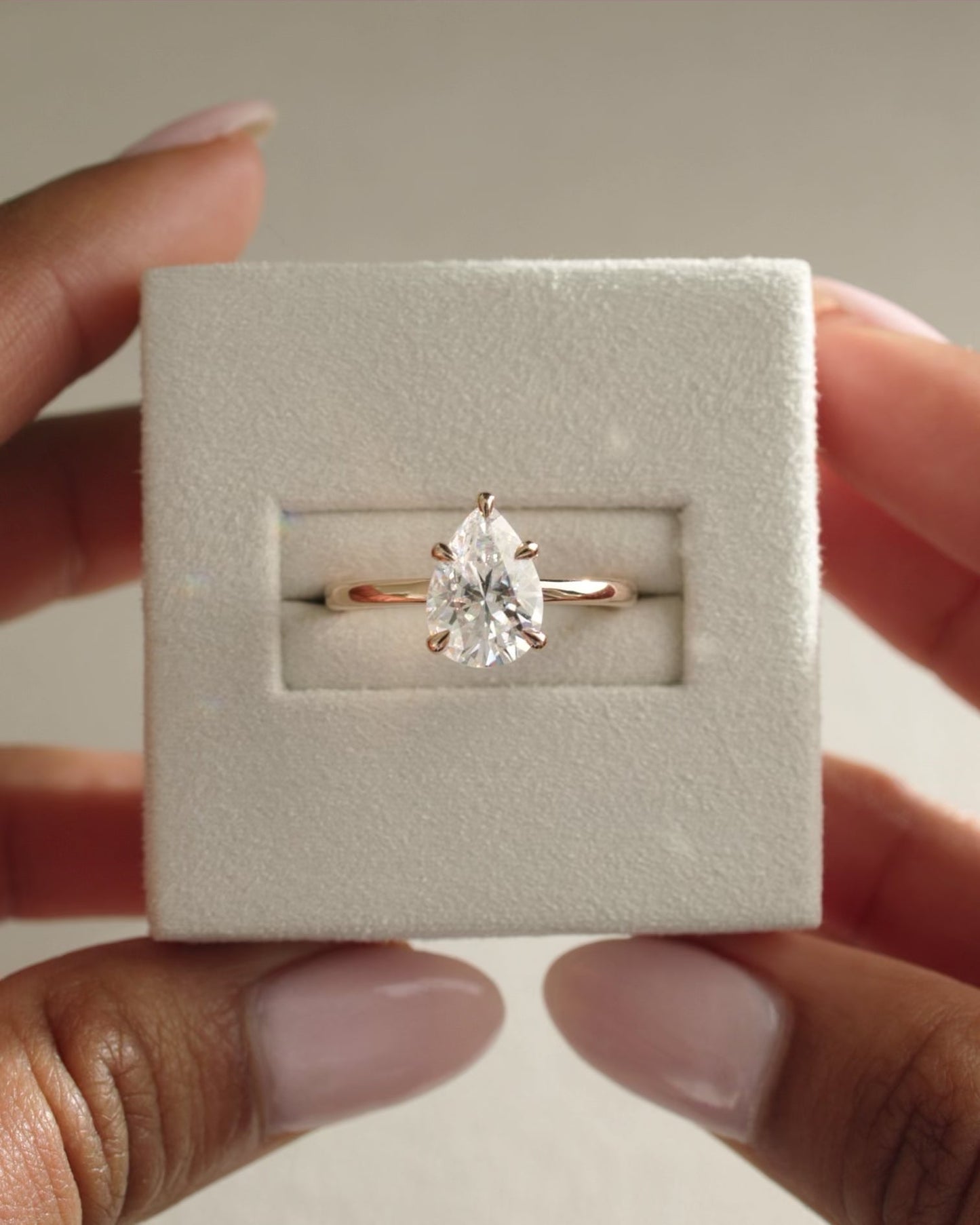 2.0 CT Pear Cut Lab Grown Hidden Halo Engagement Ring